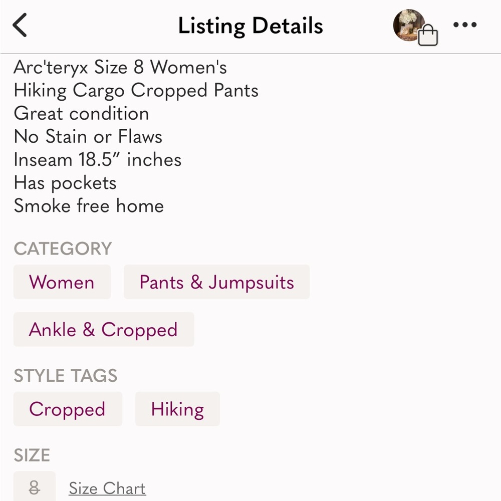Arc'teryx Navy Cropped Pants - Picture 6 of 6